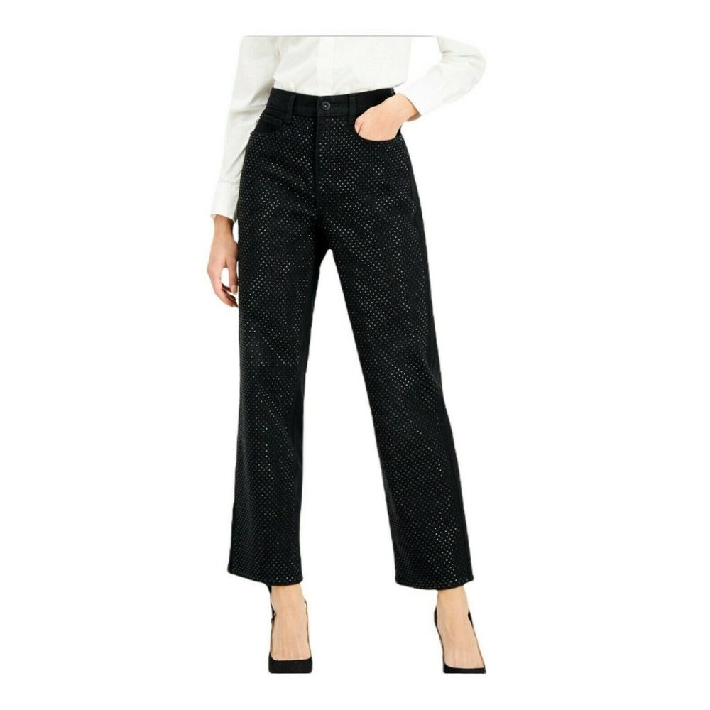 INC 4 Black Embellished Denim Jeans NWT BI31 - Picture 1 of 5